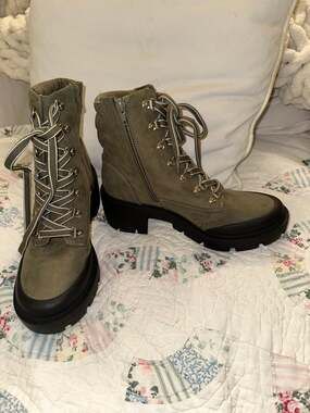 NEW ESPRIT ESTELLE LUG SOLE COMBAT HIKING BOOTS 8 OLIVE ARMY GREEN